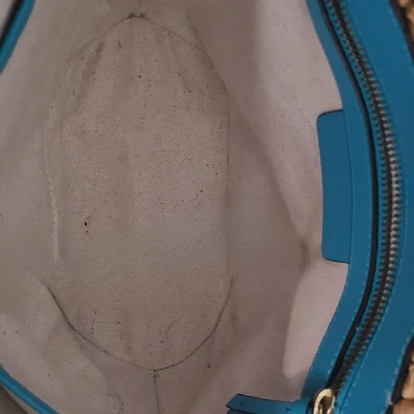 Michael Kors Woven Tan and Blue Shoulder Bag - Picture 6 of 12